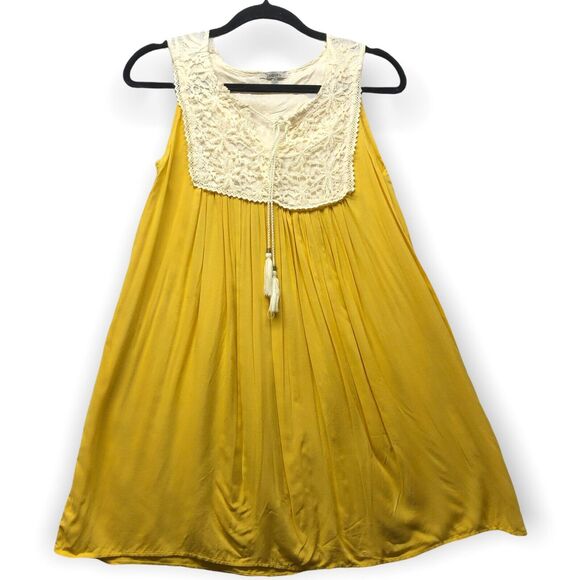 Jodifl Yellow Embellished Boho Tunic Dress - Sz Small - Creamgold - Picture 9 of 12